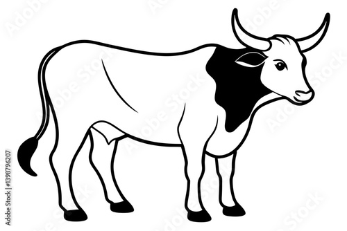 ox silhouette line art vector illustration with a white background