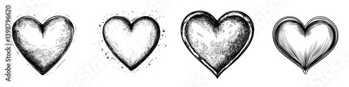 Different styles of heart shapes illustrating love and emotions in a seamless design