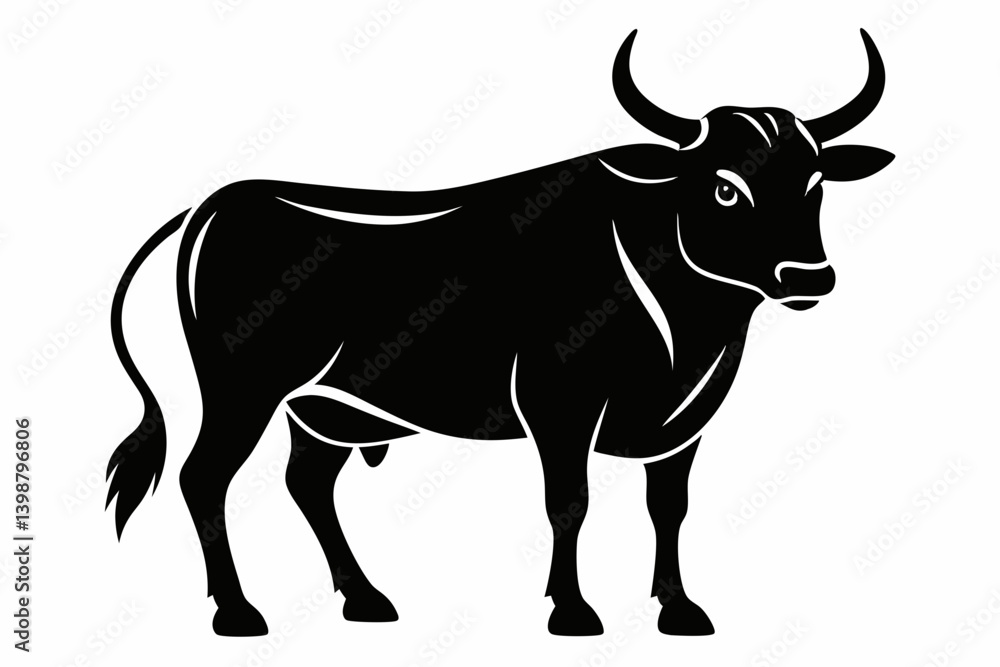 ox silhouette line art vector illustration with a white background ox silhouette line art vector illustration with a white background