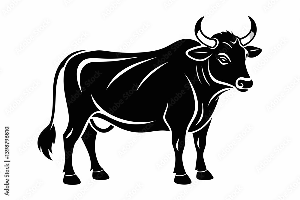 ox silhouette line art vector illustration with a white background ox silhouette line art vector illustration with a white background