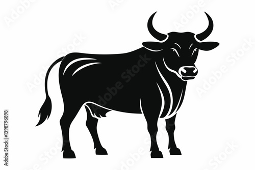 ox silhouette line art vector illustration with a white background