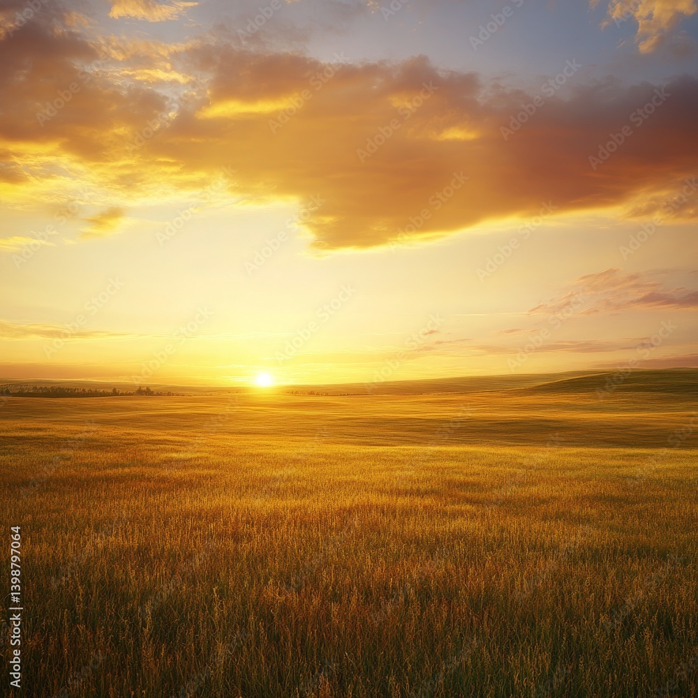 a vast prairie glowing under a golden dusk with a dramatic colorful sky isolated on a plain background a vast prairie glowing under a golden dusk with a dramatic colorful sky isolated on a plain background