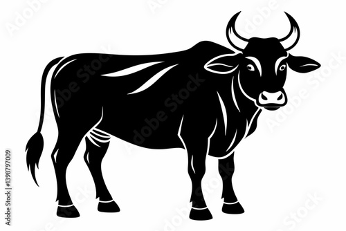 ox silhouette line art vector illustration with a white background