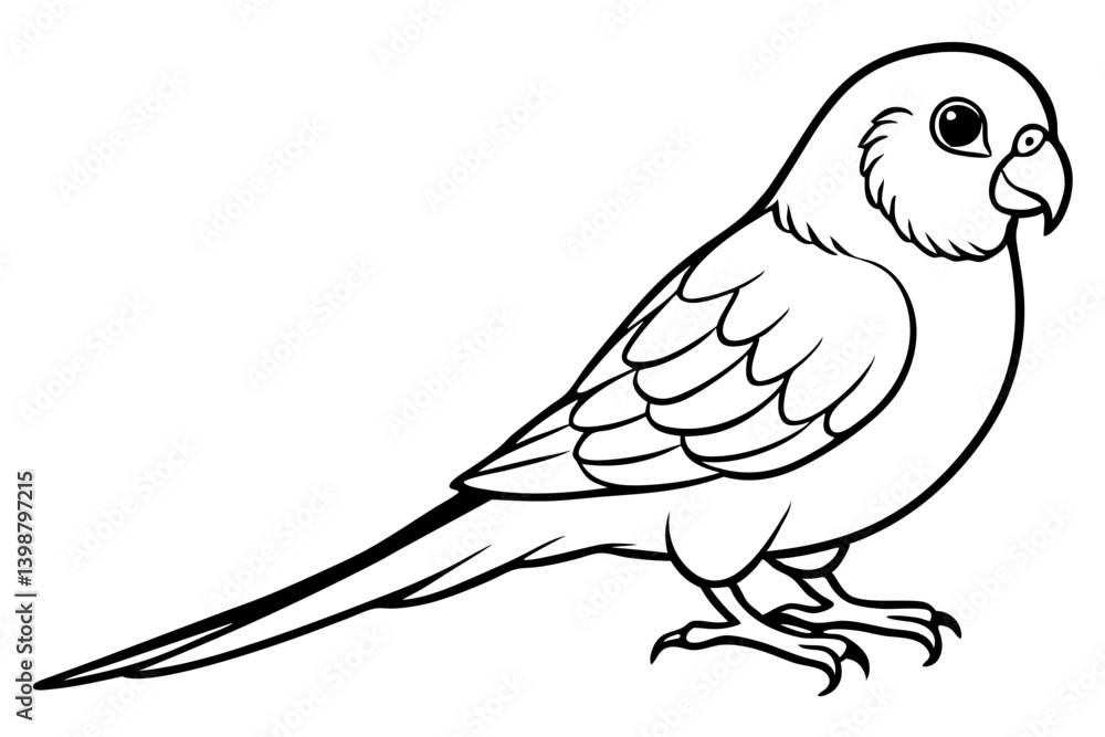Fototapeta premium parakeet silhouette line art vector illustration with a white background