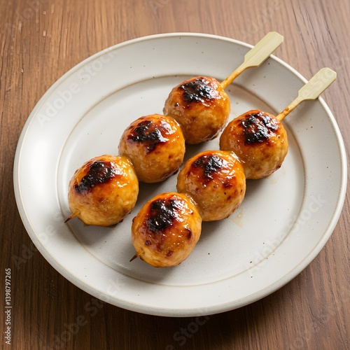 Japanese-style Chicken Meatball Skewers - Tsukune