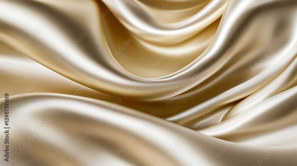Obraz premium Close-up view of flowing champagne gold silk fabric.