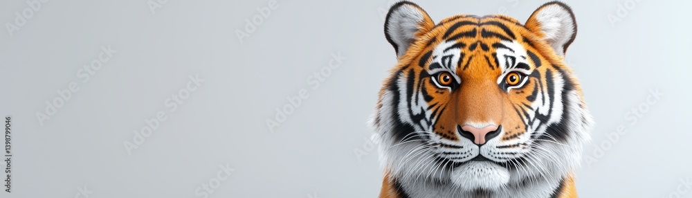 Majestic tiger portrait studio setting digital artwork calm environment close-up view wildlife conservation concept