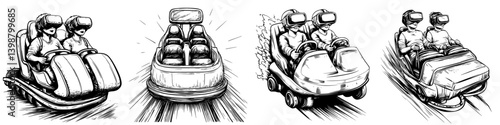 Exciting virtual reality rides at an amusement park offering thrilling experiences for all ages