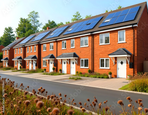 Wallpaper Mural Newly built modern houses with solar panels in the UK. Torontodigital.ca