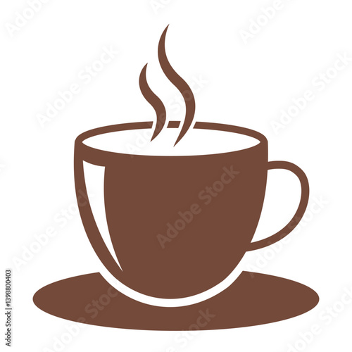 Coffee cup icon set with various cup designs and steaming hot drinks
