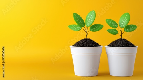 Obraz na płótnie Nurturing new life potted plant growth indoor space still life bright environment close-up botanical concept w salonie