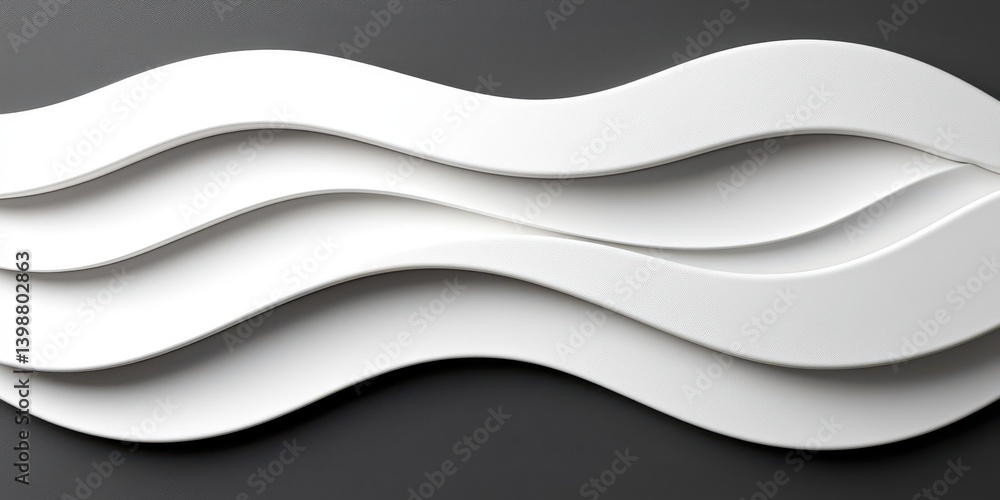 Waves of white design modern interior space abstract art minimalist environment eye-level view contemporary concept