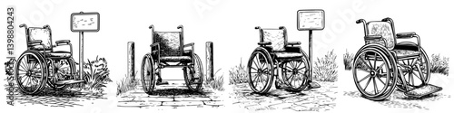 Different styles of wheelchairs displayed in a serene outdoor setting highlighting accessibility options for individuals