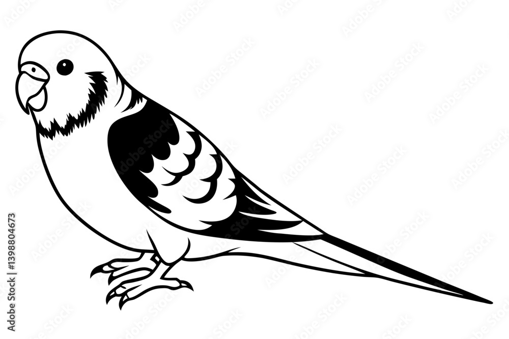 Fototapeta premium parakeet silhouette line art vector illustration with a white background