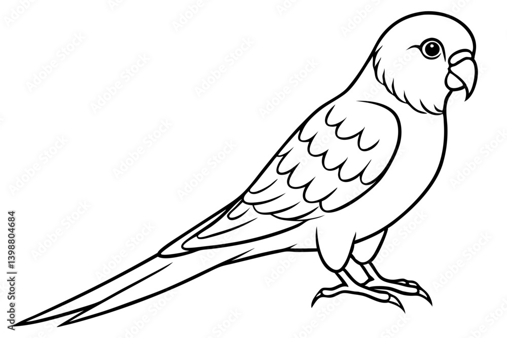 Obraz premium parakeet silhouette line art vector illustration with a white background