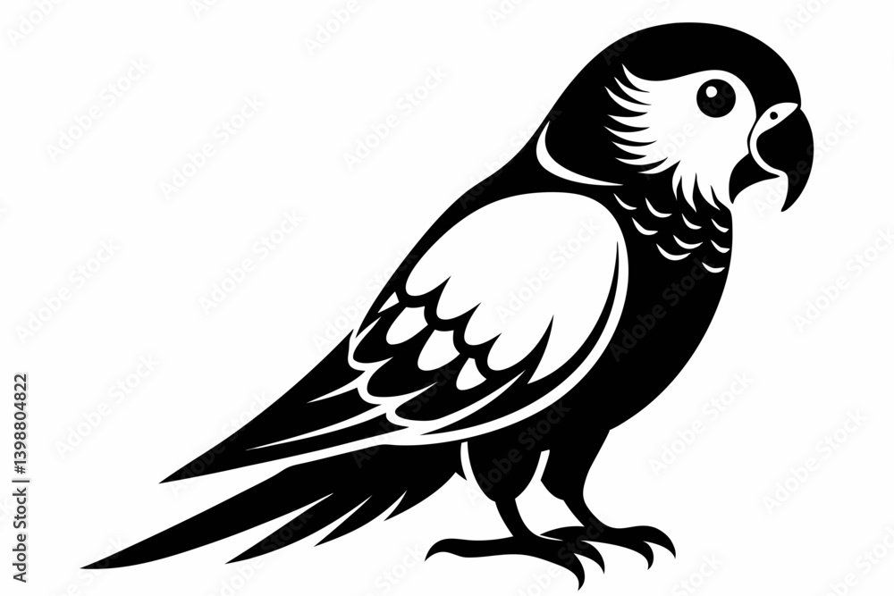 Fototapeta premium parakeet silhouette line art vector illustration with a white background