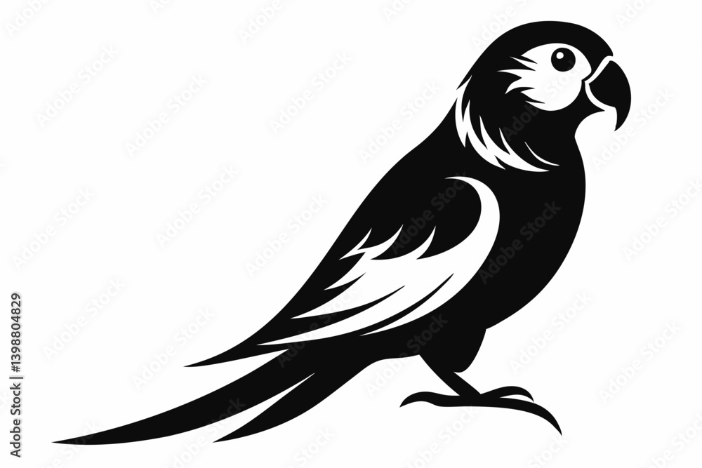 Fototapeta premium parakeet silhouette line art vector illustration with a white background