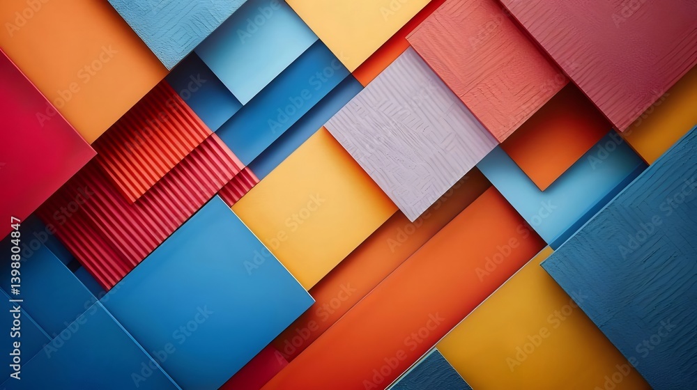 Abstract Geometric Composition with Overlapping Colorful Shapes and Textures Abstract Geometric Composition with Overlapping Colorful Shapes and Textures