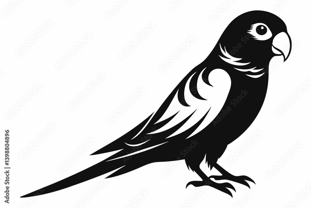 Obraz premium parakeet silhouette line art vector illustration with a white background