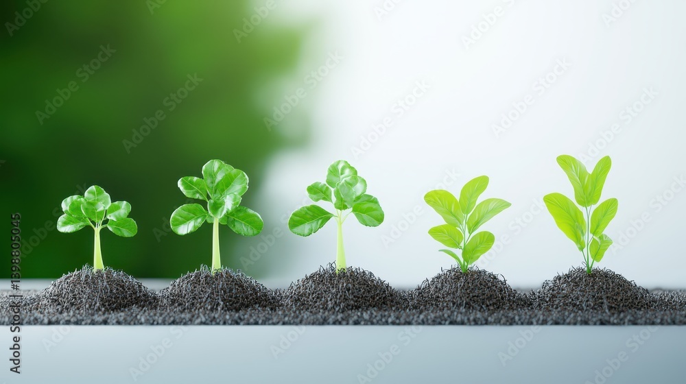 Growth stages of plants indoor setting nature photography calm environment close-up view nurturing life