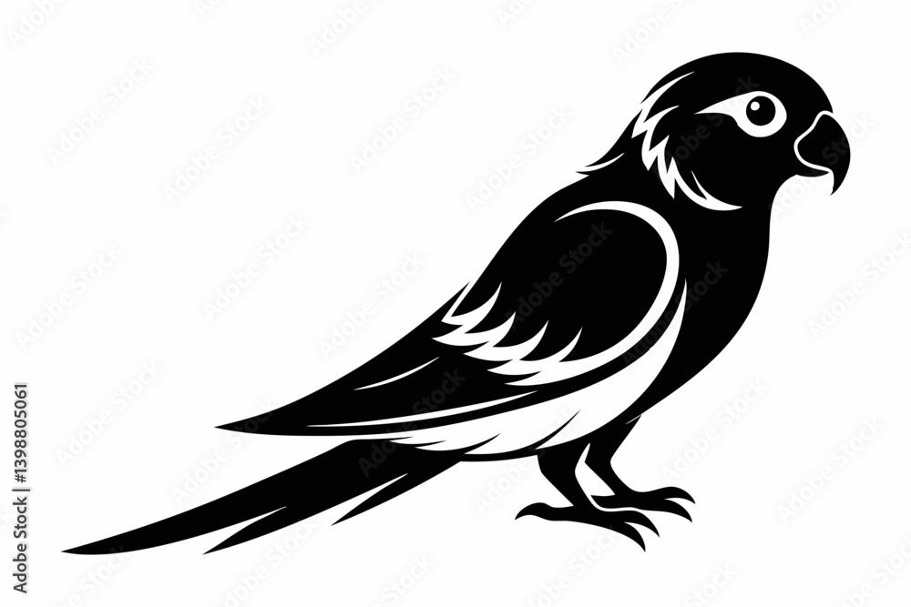 Fototapeta premium parakeet silhouette line art vector illustration with a white background