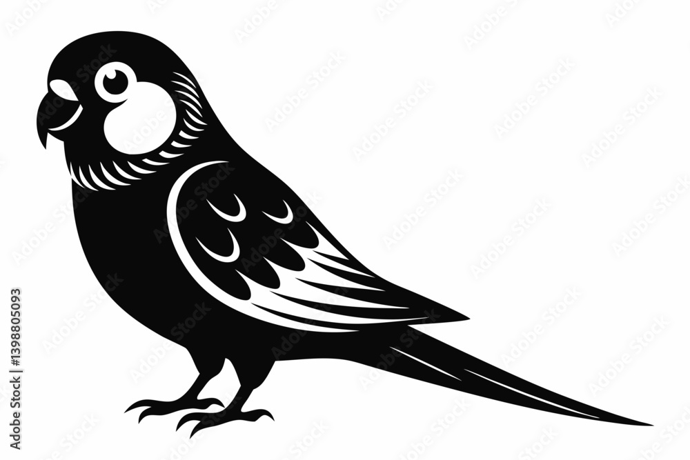 Obraz premium parakeet silhouette line art vector illustration with a white background