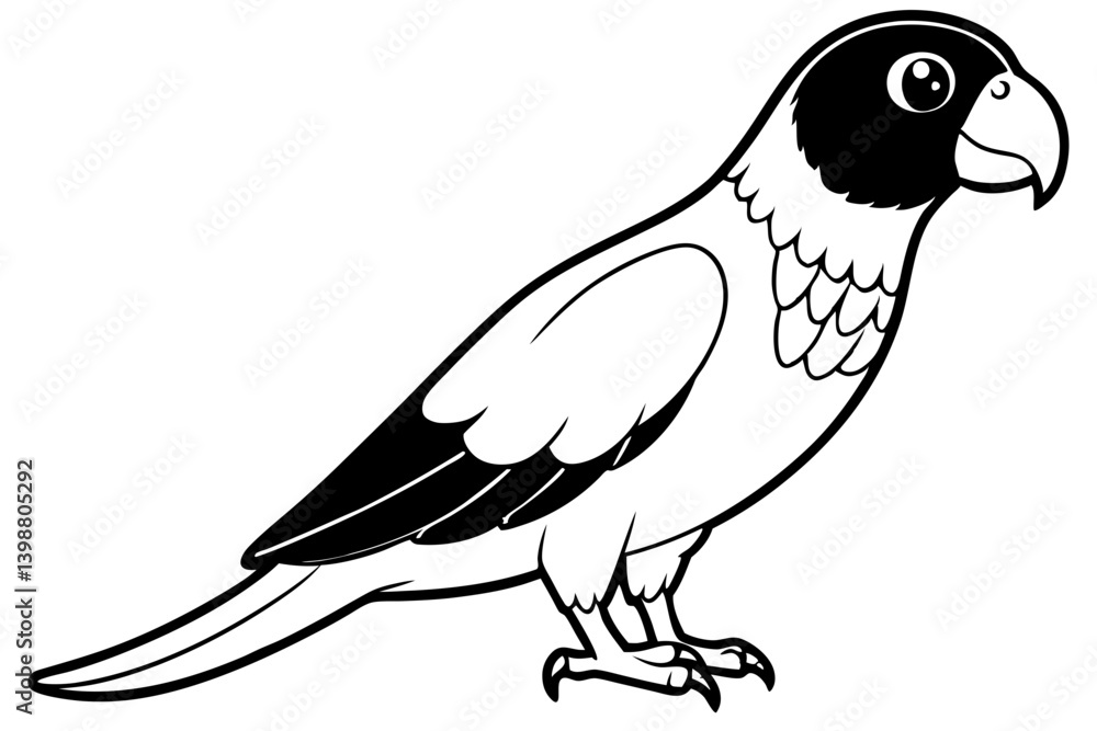 Fototapeta premium parrot silhouette line art vector illustration with a white background