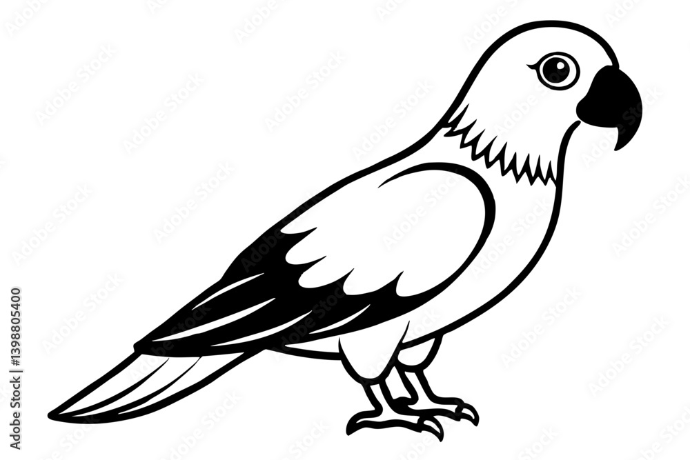 Fototapeta premium parrot silhouette line art vector illustration with a white background