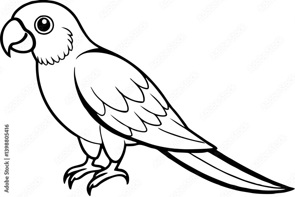Fototapeta premium parrot silhouette line art vector illustration with a white background