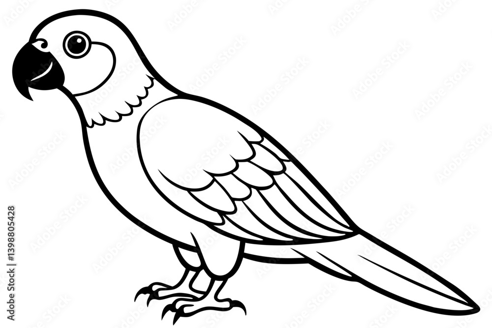 Obraz premium parrot silhouette line art vector illustration with a white background