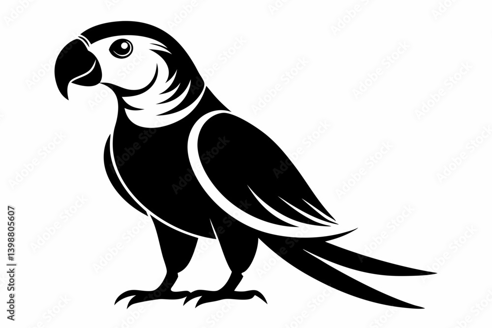 Fototapeta premium parrot silhouette line art vector illustration with a white background