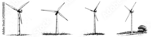Wind turbines showcasing the process of energy generation in a sustainable landscape