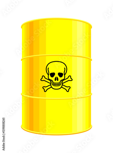 yellow industrial barrel drum toxic industrial waste with skull crossbones poison symbol vector on transparent background