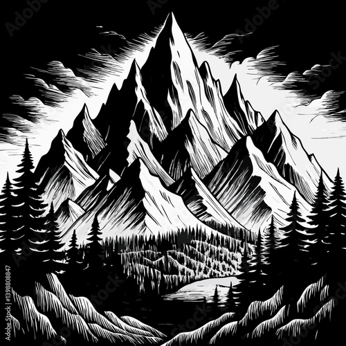 black and white background with trees