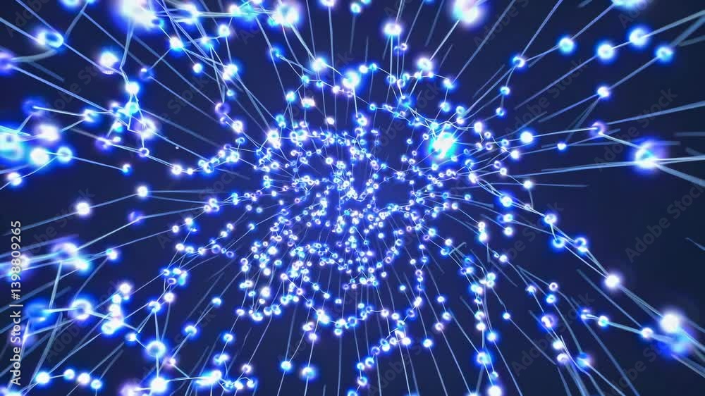 Dynamic video of glowing blue particles radiating outward from a central point, captured from a central perspective, creating a sense of motion. Live desktop wallpaper. Dynamic video of glowing blue particles radiating outward from a central point, captured from a central perspective, creating a sense of motion. Live desktop wallpaper.