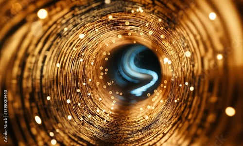 Wallpaper Mural Glowing tunnel with swirling lights and sparkling reflections Torontodigital.ca