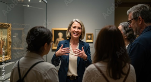 Art Guide Engaging Audience in Museum Tour  