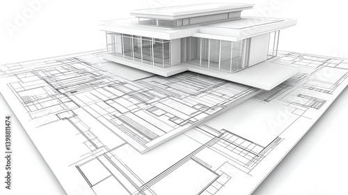 Architectural blueprint of a modern house design.