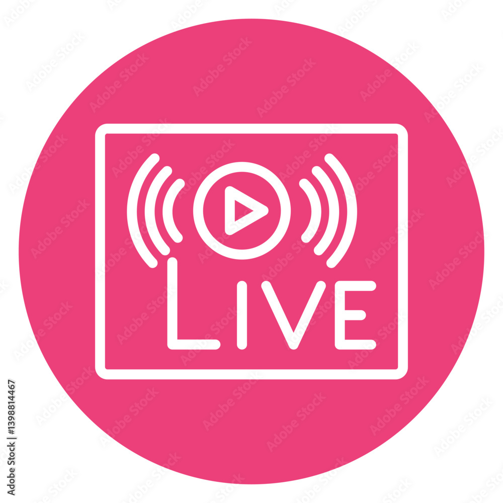Minimalist Line Art Live Streaming Circular Icon Minimalist Line Art Live Streaming Circular Icon