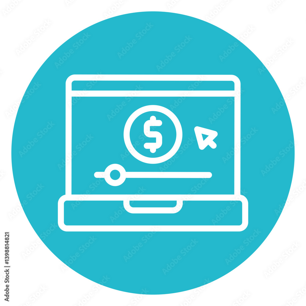 Minimalist Line Art Paid Media Circular Icon Minimalist Line Art Paid Media Circular Icon