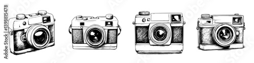Collection of vintage cameras showcasing classic design and craftsmanship from various eras