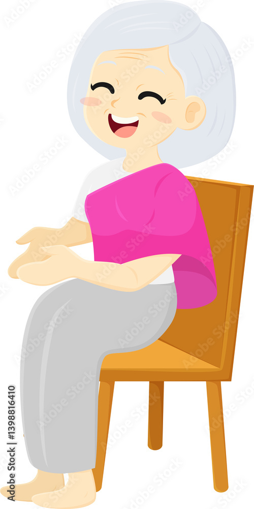 happy granmother elderly character pouring water Songkran day festival cartoon illustration design happy granmother elderly character pouring water Songkran day festival cartoon illustration design