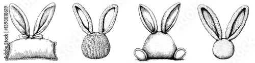 Various bunny ear designs in different styles showcasing creativity and craft possibilities