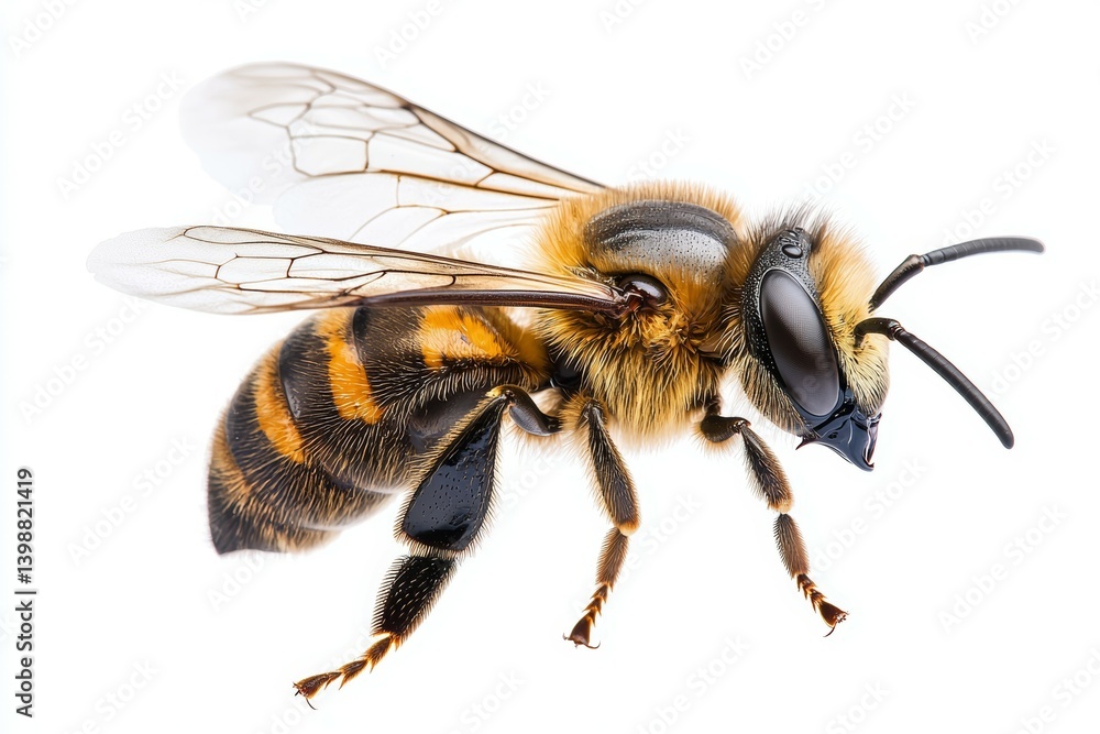 Bee is standing on a white background Bee is standing on a white background