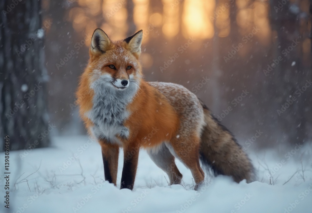 Obraz premium Red Fox in a Snowy Forest