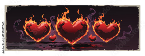 burning heart on black