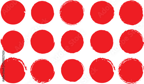 Grunge circles brush set. Black circle frames. Round line of black paint. Grunge round shapes. Circular ink brush stroke fro design elements. Vector illustration.