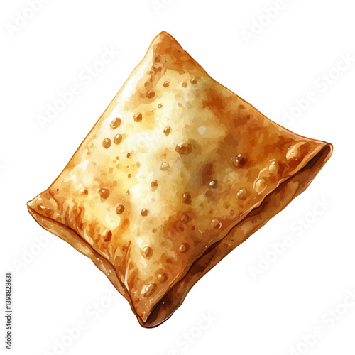 Samosa, vector watercolor illustration, isolated on a white background.