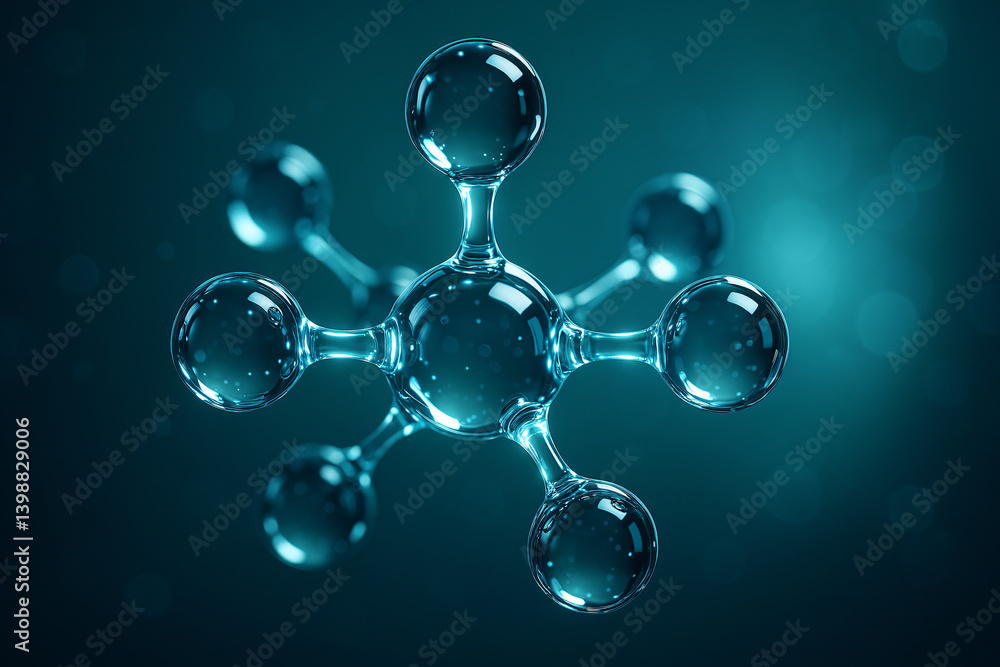 Futuristic 3D Molecular Structure in Blue Glow Futuristic 3D Molecular Structure in Blue Glow