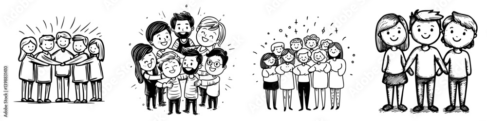 Groups of diverse people celebrating together in joyful interactions and expressions of friendship and unity Groups of diverse people celebrating together in joyful interactions and expressions of friendship and unity